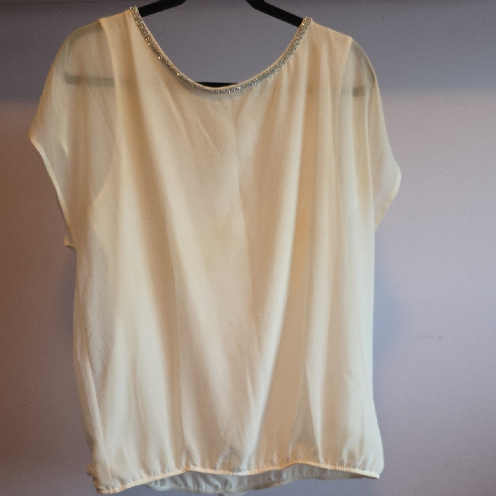 Ricki's Cream Blouse with Embellished Neckline